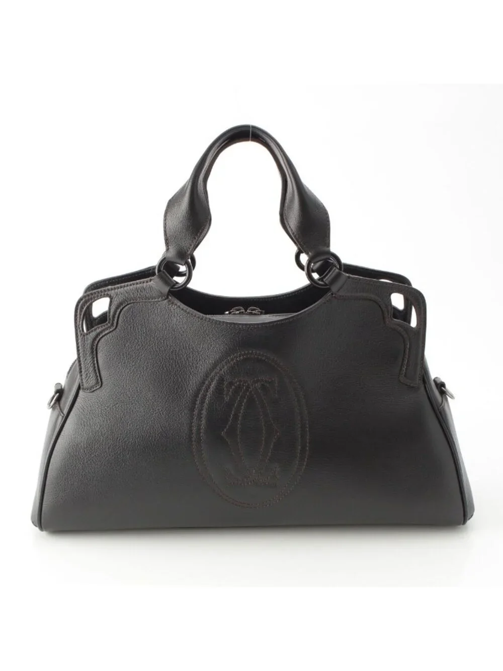 Cartier Marcello de Cartier Leather 2-Way Handbag Black